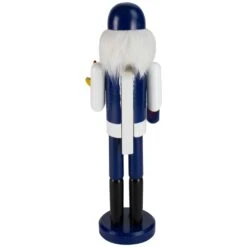 Northlight 14" Blue And White Wooden Hanukkah Nutcracker With Dreidel And Menorah -Northlight 16943220898784