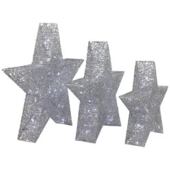 Northlight Set Of 3 LED Lighted Silver Stars Outdoor Christmas Decorations 24" 13 Northlight Set Of 3 LED Lighted Silver Stars Outdoor Christmas Decorations 24" -Northlight 16943558540256