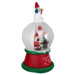 Northlight Lighted Inflatable Santa And Friends Snow Globe Outdoor Christmas Decoration - 6.75' Red -Northlight 172161901872352