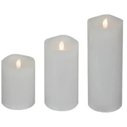 Northlight LED Flickering Flameless Wax Pillar Candles - 8" - White - Set Of 3 14 Northlight LED Flickering Flameless Wax Pillar Candles - 8" - White - Set Of 3 -Northlight 172162912699616