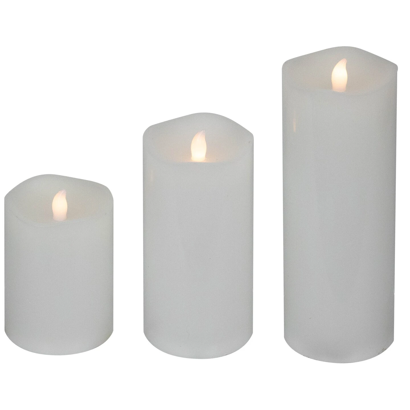 Northlight LED Flickering Flameless Wax Pillar Candles - 8" - White - Set Of 3 7 Northlight LED Flickering Flameless Wax Pillar Candles - 8" - White - Set Of 3 - Image 5