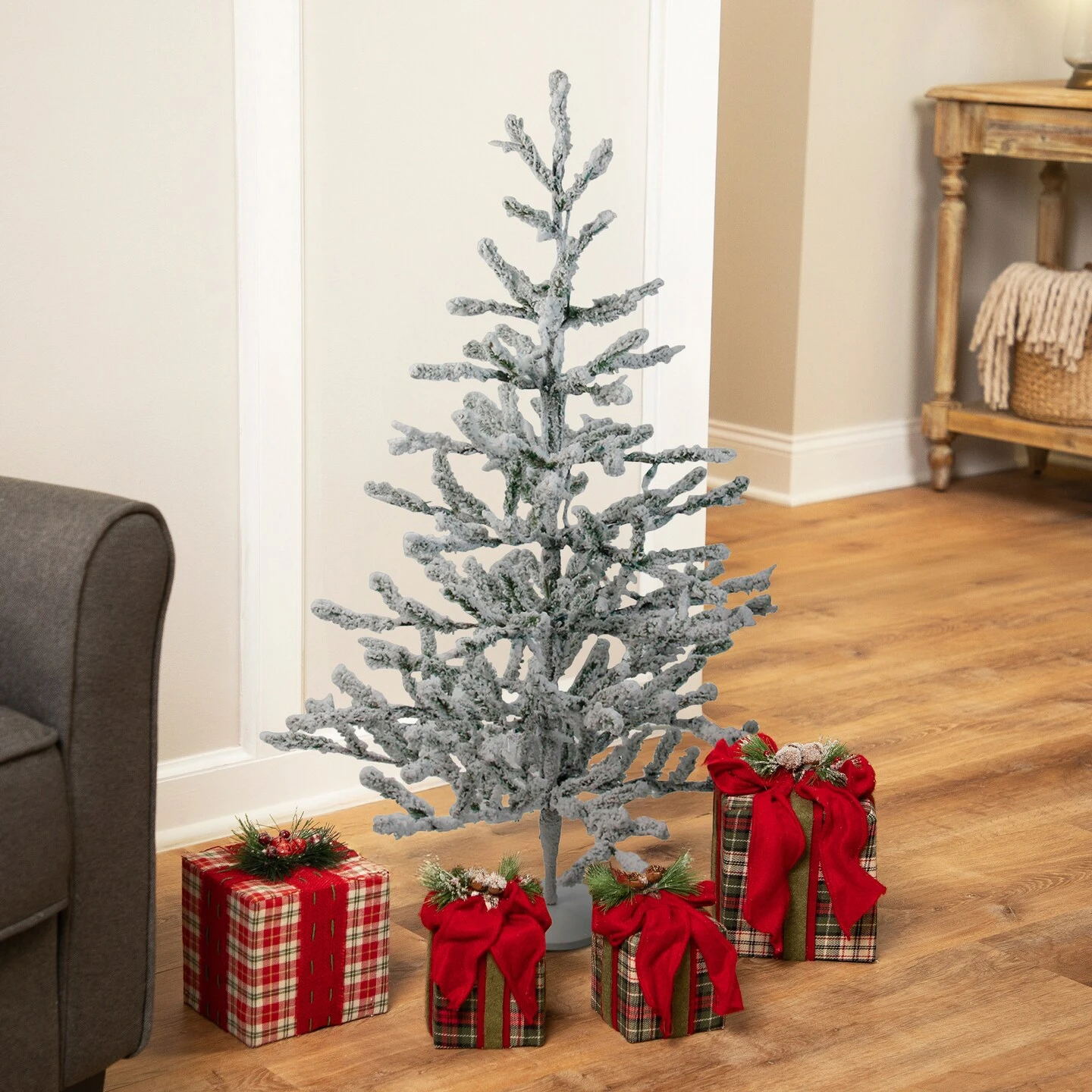 Northlight 36" Green Flocked Alpine Coral Artificial Christmas Tree - Unlit White 3 Northlight 36" Green Flocked Alpine Coral Artificial Christmas Tree - Unlit White