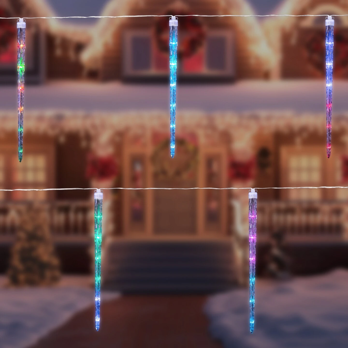 Northlight LED Color Changing Cascading Icicle Christmas Light Tubes - Multicolor - 13' Clear Wire - 5ct 6 Northlight LED Color Changing Cascading Icicle Christmas Light Tubes - Multicolor - 13' Clear Wire - 5ct - Image 4