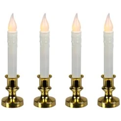 Northlight Frosted LED Flickering Window Candles With Timer - 8.5" - Set Of 4 White -Northlight 175622068238800 2