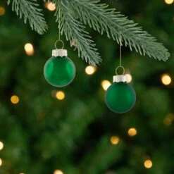 Northlight 2-Finish Mini Christmas Glass Ball Ornaments - 1" (25mm) - Green - 24ct