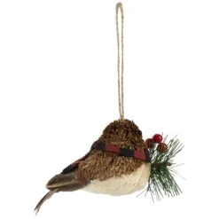 Northlight Woodland Baby Bird With Plaid Winter Scarf Christmas Ornament - 5.5" Brown 14 Northlight Woodland Baby Bird With Plaid Winter Scarf Christmas Ornament - 5.5" Brown -Northlight 175622856628944