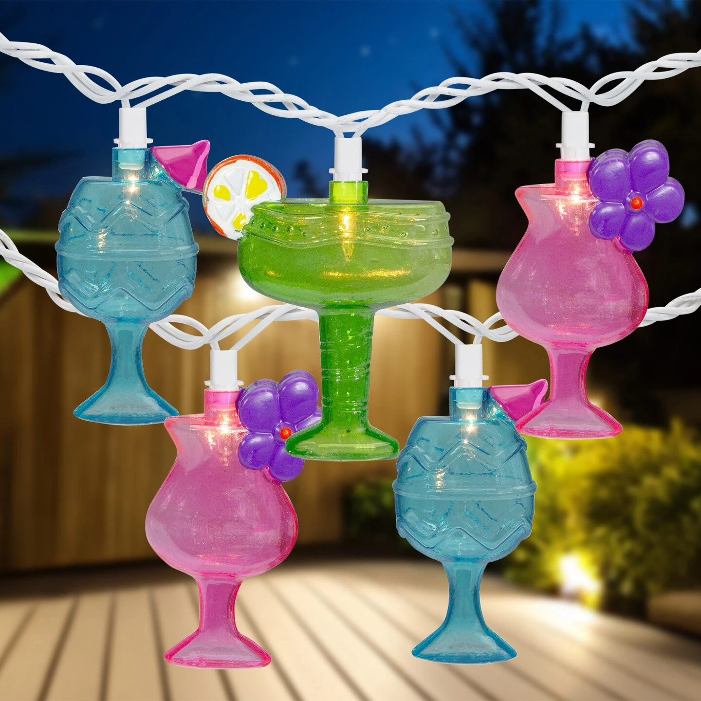 Northlight Cocktail Glasses Patio Light Set - Multi-Color - 7.25' White Wire - 10ct 4 Northlight Cocktail Glasses Patio Light Set - Multi-Color - 7.25' White Wire - 10ct - Image 2