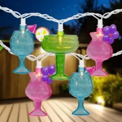 Northlight Cocktail Glasses Patio Light Set - Multi-Color - 7.25' White Wire - 10ct 17 Northlight Cocktail Glasses Patio Light Set - Multi-Color - 7.25' White Wire - 10ct -Northlight 177774102303376 2