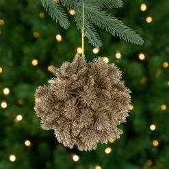 Northlight Glitter Pine Christmas Ball Ornament - 6" - Gold 17 Northlight Glitter Pine Christmas Ball Ornament - 6" - Gold -Northlight 183189731076304 2