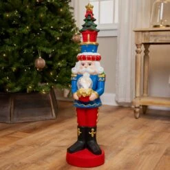 Northlight LED Lighted Nutcracker Soldier With Christmas Tree - 32" Red -Northlight 183190769455312 2