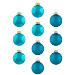 Northlight 2-Finish Christmas Glass Ball Ornaments - 1.75" (44.5mm) - Turquoise Blue - 10ct 12 Northlight 2-Finish Christmas Glass Ball Ornaments - 1.75" (44.5mm) - Turquoise Blue - 10ct -Northlight 183985157557968