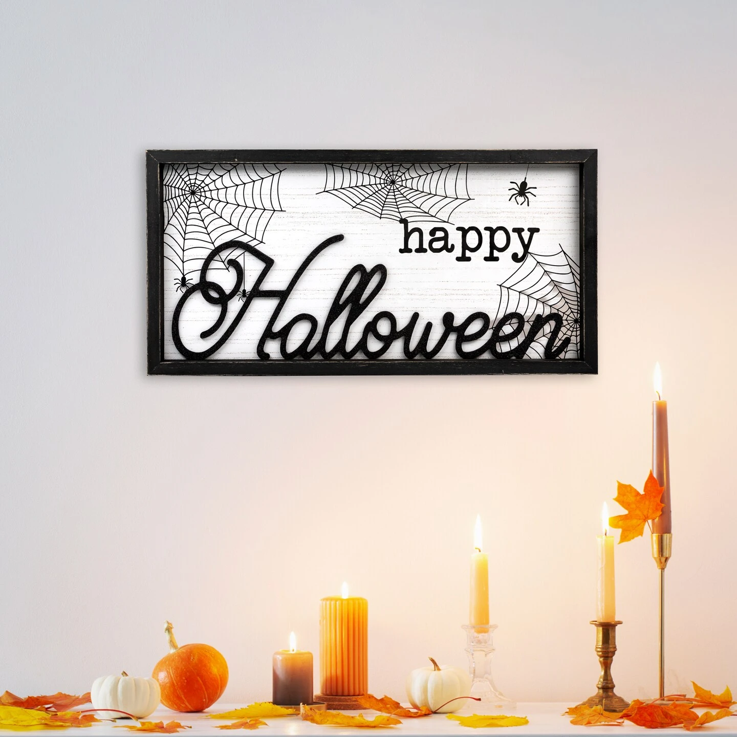 Northlight Framed "Happy Halloween" Spider Web Wall Sign - 23.5" Black 10 Northlight Framed "Happy Halloween" Spider Web Wall Sign - 23.5" Black - Image 8