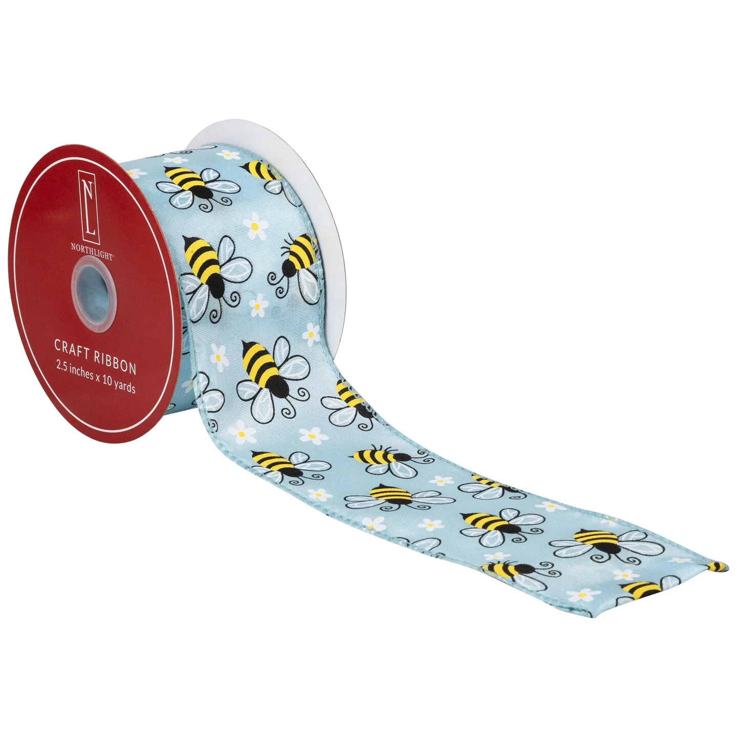 Northlight Bumblebee Design Wired Spring Craft Ribbon - 2.5" X 10 Yards - Blue 9 Northlight Bumblebee Design Wired Spring Craft Ribbon - 2.5" X 10 Yards - Blue - Image 7