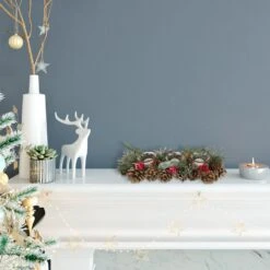 Northlight Glitter Pinecones And Red Berries Tealight Christmas Candle Holder - 15.25" -Northlight 188655035031696