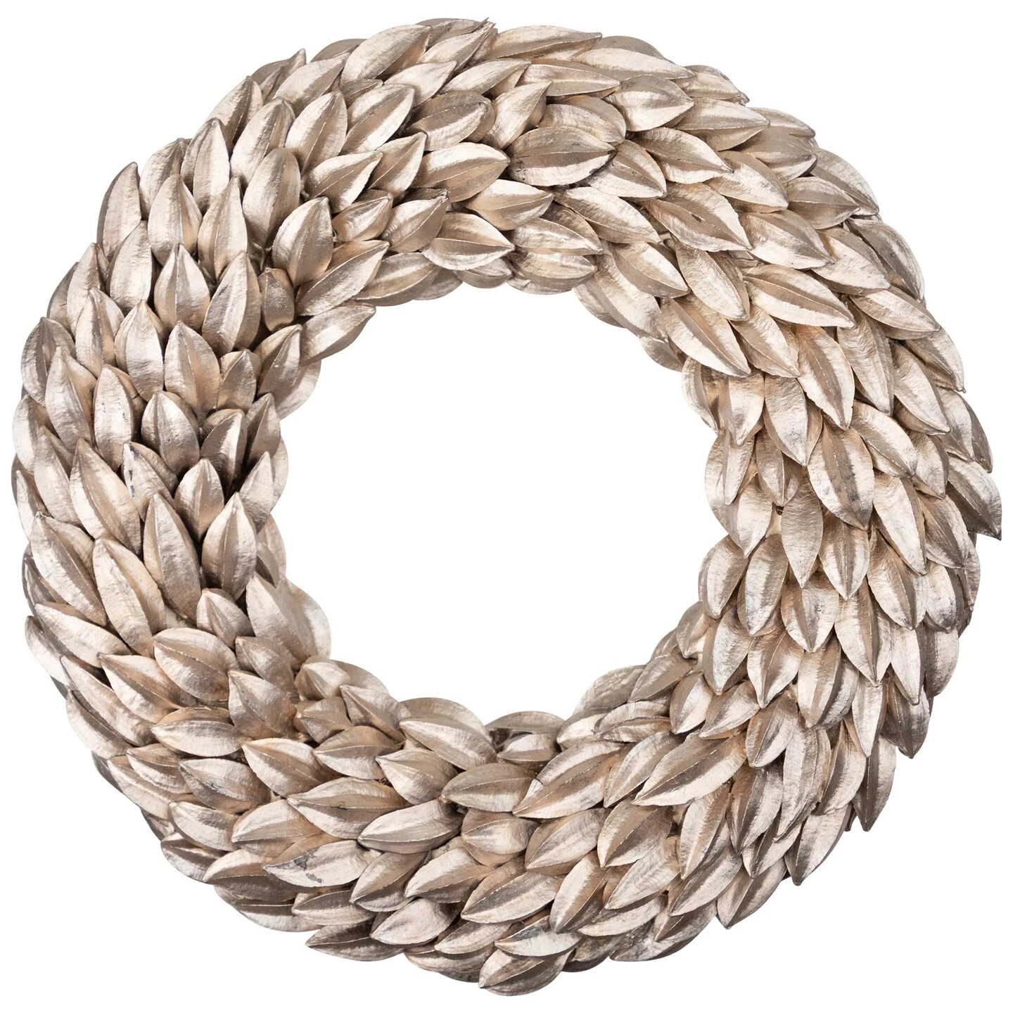 Northlight Champagne Gold Budding Leaves Glitter Christmas Wreath - 12" - Unlit 5 Northlight Champagne Gold Budding Leaves Glitter Christmas Wreath - 12" - Unlit - Image 3