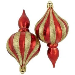 Northlight 8ct Red And Gold Shatterproof Finial Christmas Ornaments, 4.75" -Northlight 197697591985376