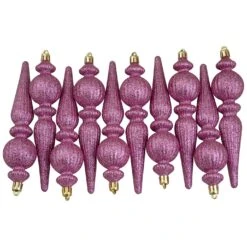 Northlight Shatterproof 3-Finish Christmas Ball And Finial Ornaments -Pink And Silver - 75ct -Northlight 197697669580000