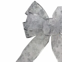 Northlight Glitter Snowflake 6-Loop Sheer Christmas Bow Decoration - 9" X 14" - Silver White 10 Northlight Glitter Snowflake 6-Loop Sheer Christmas Bow Decoration - 9" X 14" - Silver White -Northlight 197697751368928