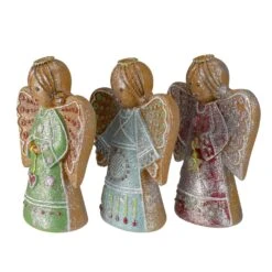 Northlight Glitter Dusted Gingerbread Christmas Angels - 6" - Set Of 3 Brown -Northlight 197697896072416