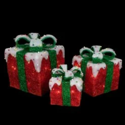 Northlight Lighted Snow And Candy Covered Sisal Gift Boxes Outdoor Christmas Decorations - Set Of 3 Red 13 Northlight Lighted Snow And Candy Covered Sisal Gift Boxes Outdoor Christmas Decorations - Set Of 3 Red -Northlight 197698006172896