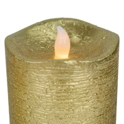 Northlight LED Brushed Flameless Christmas Pillar Candles - 8" - Gold Finish - Set Of 3 -Northlight 197698103887072