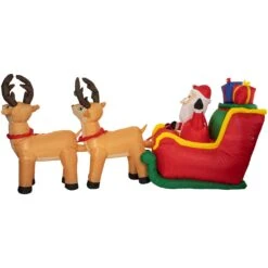Northlight Inflatable Santa's Sleigh And Reindeer Outdoor Christmas Decoration - 8' Red -Northlight 197698166801632