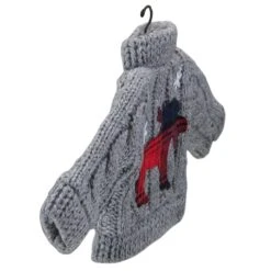Northlight Ugly Sweater With Plaid Moose Christmas Ornament - 9" - Gray -Northlight 197698267268320