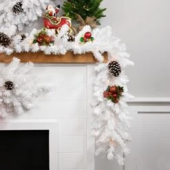 Northlight Pre-lit Snow White Artificial Christmas Garland - 9' X 12" - Clear Lights 13 Northlight Pre-lit Snow White Artificial Christmas Garland - 9' X 12" - Clear Lights -Northlight 197698386805984