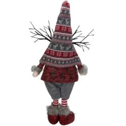Northlight LED Lighted Nordic Hat Standing Santa Christmas Gnome With Antlers - 30" - Gray Red 14 Northlight LED Lighted Nordic Hat Standing Santa Christmas Gnome With Antlers - 30" - Gray Red -Northlight 197698485568736