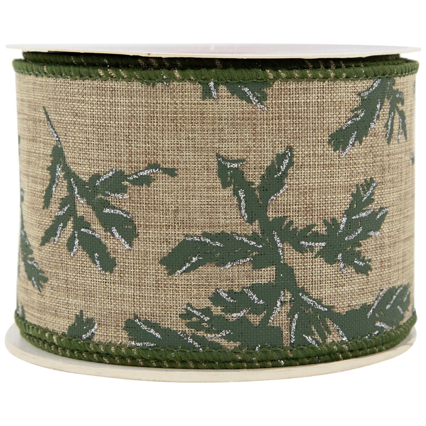 Northlight Brown With Green Leaves Wired Craft Ribbon 2.5" X 10 Yards 7 Northlight Brown With Green Leaves Wired Craft Ribbon 2.5" X 10 Yards - Image 5