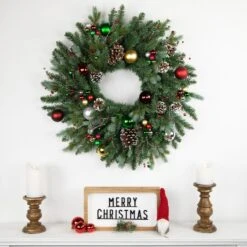 Northlight Shatterproof Ball Ornament Christmas Pick - 6.75" - Traditional Colors Multi -Northlight 197699081159904