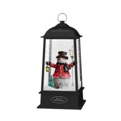 Northlight Lighted Snowman Christmas Lantern With Falling Snow - 13" - Black 12 Northlight Lighted Snowman Christmas Lantern With Falling Snow - 13" - Black -Northlight 197699104031968