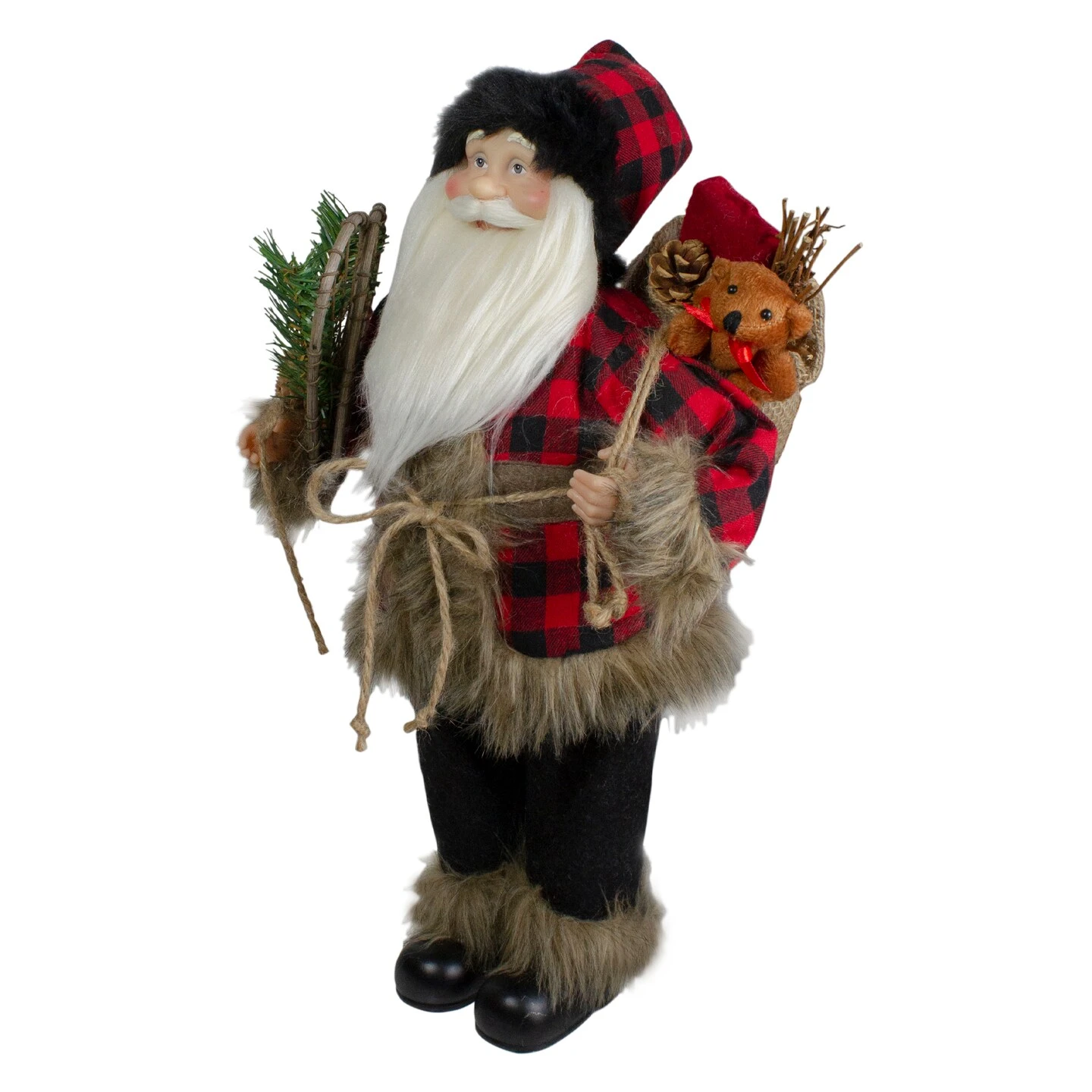 Northlight Standing Santa Christmas Figure With Snow Shoes And Bear - 18" Red 6 Northlight Standing Santa Christmas Figure With Snow Shoes And Bear - 18" Red - Image 4