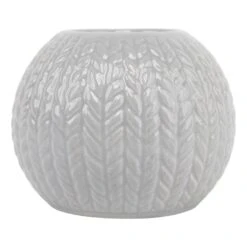 Northlight Ceramic Cable Knit Christmas Candle Holder - 3.75" - Gray 13 Northlight Ceramic Cable Knit Christmas Candle Holder - 3.75" - Gray -Northlight 199237889151152