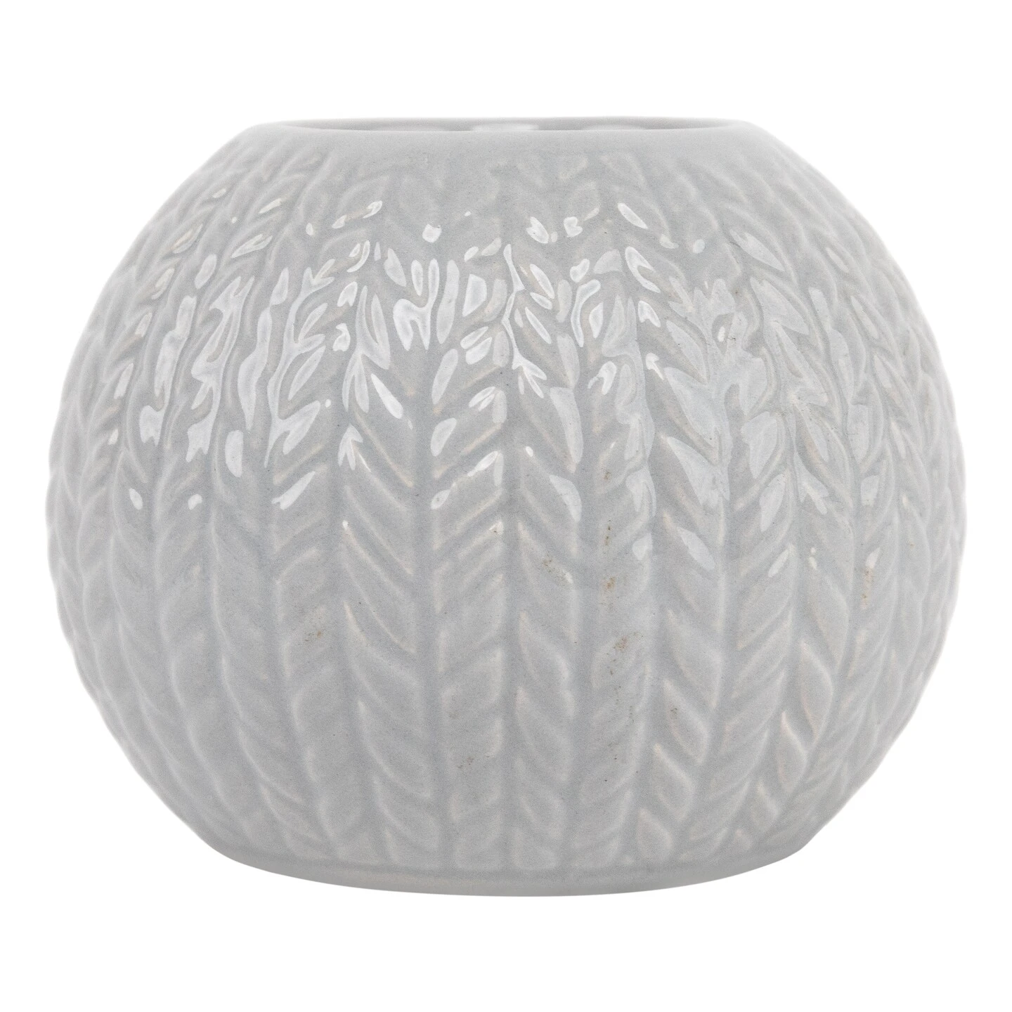 Northlight Ceramic Cable Knit Christmas Candle Holder - 3.75" - Gray 6 Northlight Ceramic Cable Knit Christmas Candle Holder - 3.75" - Gray - Image 4