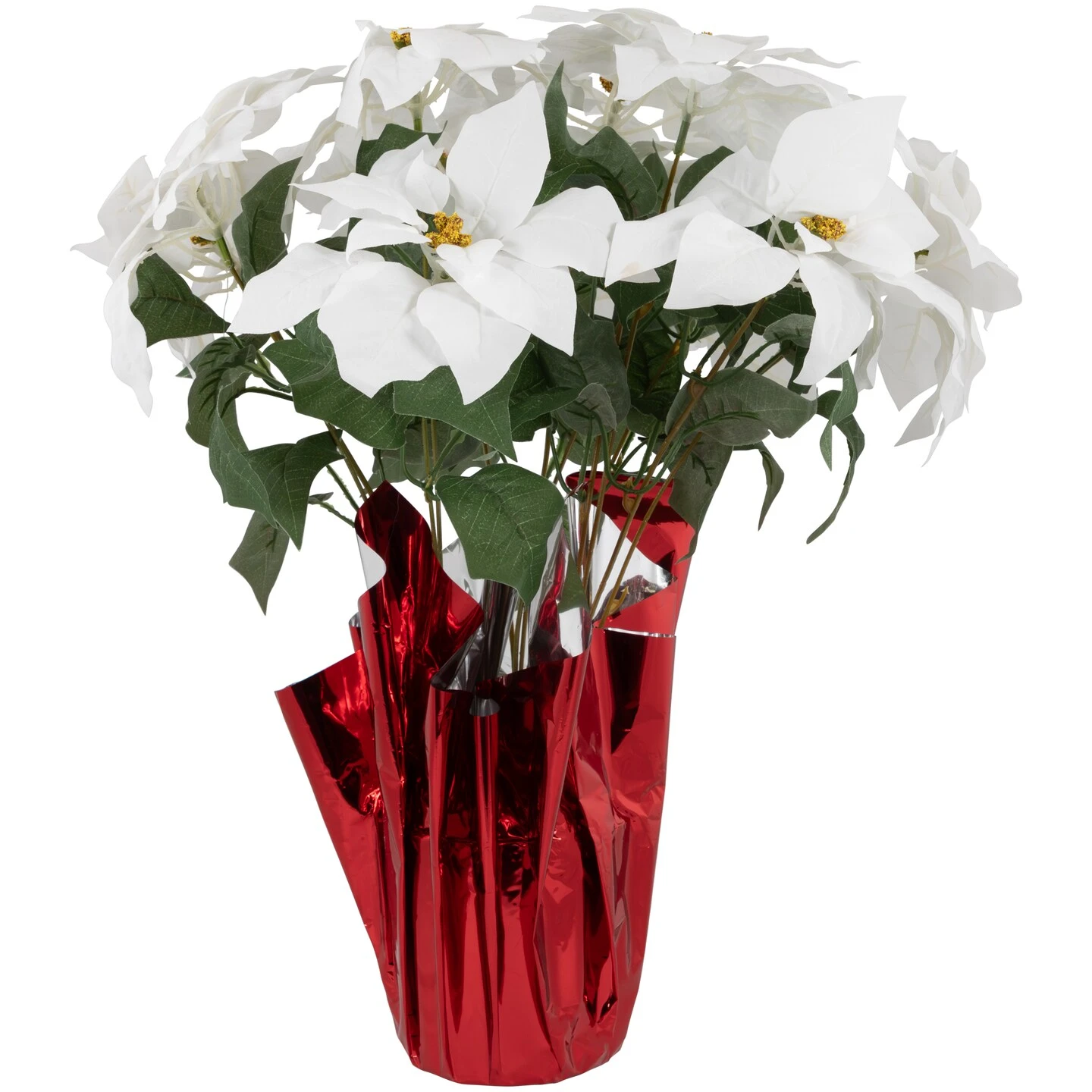 Northlight Artificial Christmas Poinsettia Flowers With Wrapped Base - 22" - White 4 Northlight Artificial Christmas Poinsettia Flowers With Wrapped Base - 22" - White - Image 2