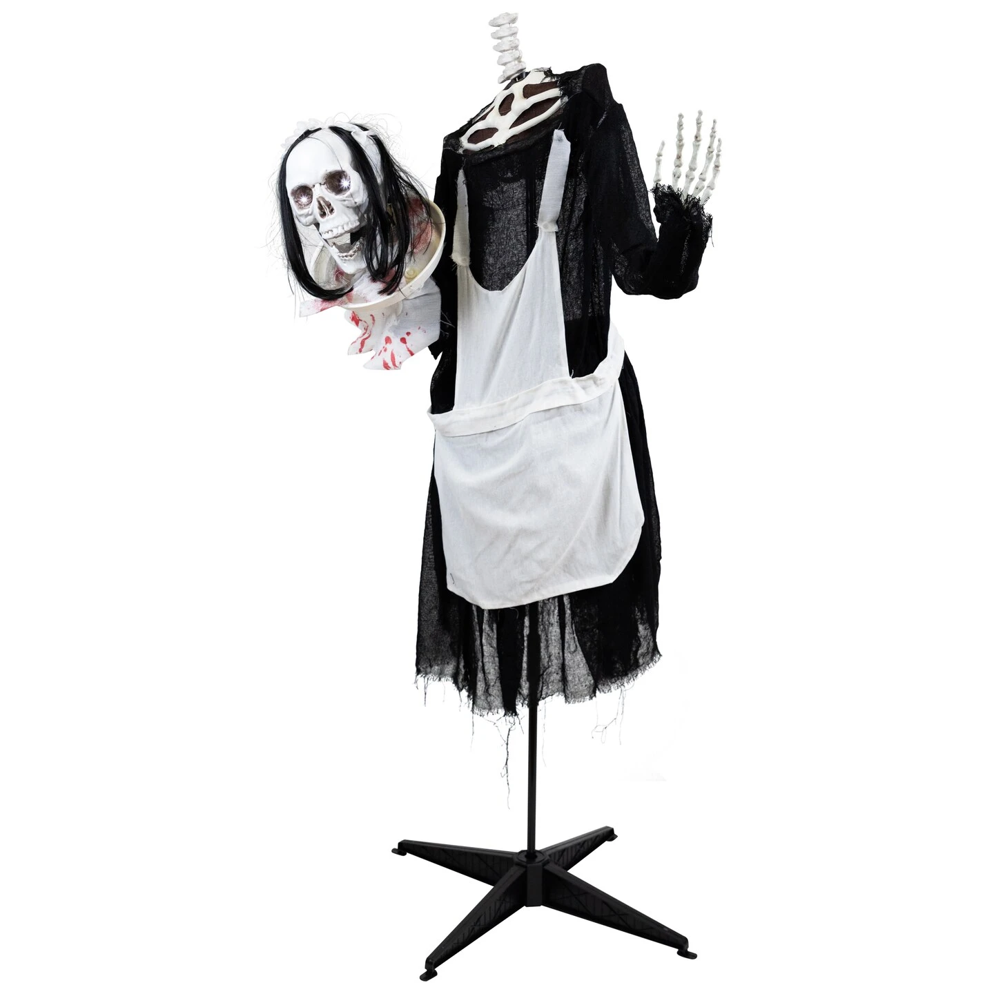 Northlight LED Lighted And Animated Skeleton Maid Head-in-Hand Halloween Figure - 57" Black 8 Northlight LED Lighted And Animated Skeleton Maid Head-in-Hand Halloween Figure - 57" Black - Image 6