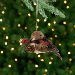 Northlight Woodland Baby Bird With Plaid Winter Scarf Christmas Ornament - 5.5" Brown