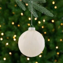 Northlight Starburst Glass Ball Christmas Ornament - 4" - Brushed White -Northlight 205312753342672 2