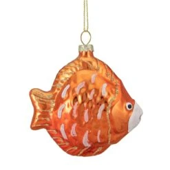 Northlight Metallic Discus Fish Glass Christmas Ornament - 3.75" - Orange -Northlight 205312786531536