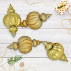 Northlight Commercial Size Shatterproof 2-Finish Finial Christmas Ornaments - Gold -10" - 4ct 11 Northlight Commercial Size Shatterproof 2-Finish Finial Christmas Ornaments - Gold -10" - 4ct -Northlight 205721603287184 1