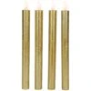 Northlight Set Of 4 Textured Gold-tone LED Flameless Flickering Taper Candles 9.5"