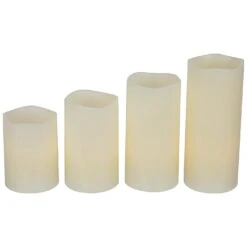Northlight LED Flameless Flickering Wax Pillar Candles - 7" - Cream - Set Of 4 Ivory