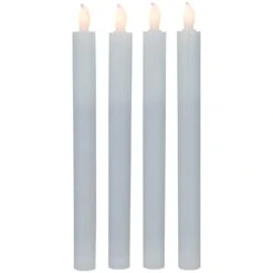 Northlight Set Of 4 Solid White LED Flameless Flickering Wax Taper Candles 9.5"