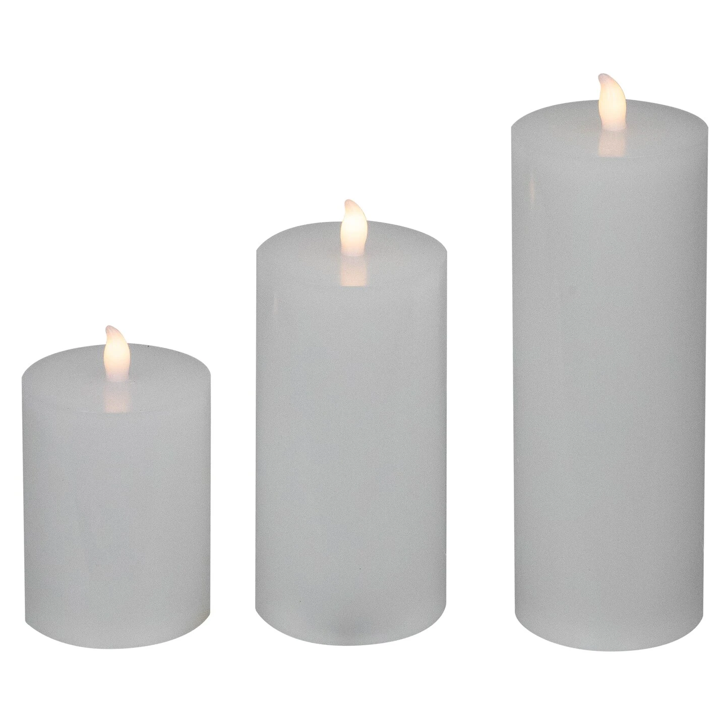 Northlight LED Solid Flameless Flickering Wax Pillar Candles - 8" - White - Set Of 3 4 Northlight LED Solid Flameless Flickering Wax Pillar Candles - 8" - White - Set Of 3 - Image 2