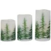 Northlight LED Flameless Frosted Pines Flickering Wax Pillar Christmas Candles - 6" - Set Of 3 White 1 Northlight LED Flameless Frosted Pines Flickering Wax Pillar Christmas Candles - 6" - Set Of 3 White -Northlight 212628667019488