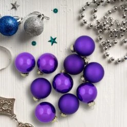 Northlight Shiny And Matte Purple Glass Ball Christmas Ornaments - 1.5" (40mm) - Purple - 10ct -Northlight 212990364473040 1