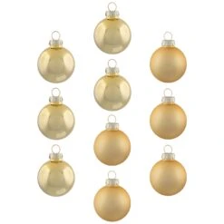 Northlight 10ct Shiny And Matte Champagne Gold Glass Ball Christmas Ornaments 1.75" (45mm) -Northlight 212991152082640