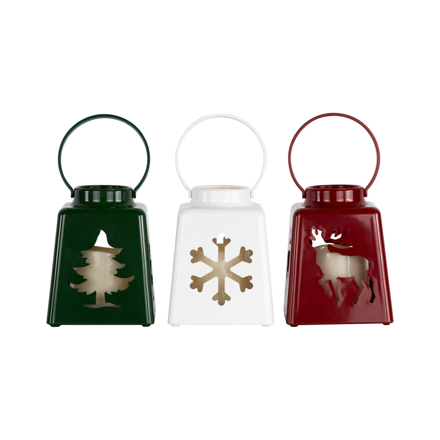 Northlight LED Lighted Tree, Snowflake And Reindeer Christmas Candle Lanterns - 8" - Set Of 3 Red 5 Northlight LED Lighted Tree, Snowflake And Reindeer Christmas Candle Lanterns - 8" - Set Of 3 Red - Image 3