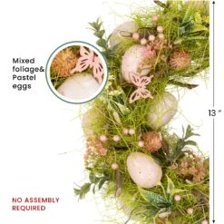 Northlight Easter Eggs With Butterflies Artificial Spring Wreath - 13" Pink -Northlight 213328781062448